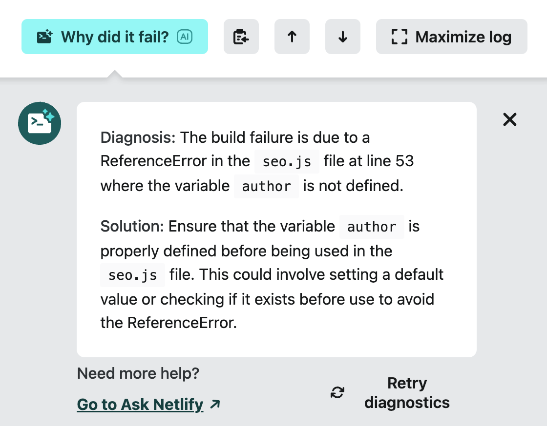 Netlify using LLMs to improve errors